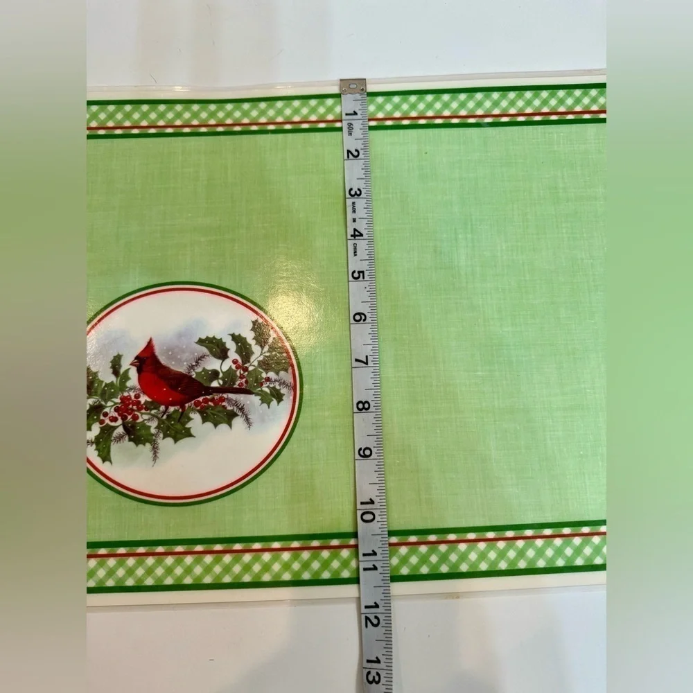 Set of 4 VTG Americamark Cardinals in Snow Winter Green Placemats Reversible